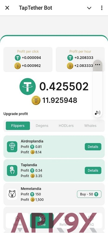 tap tether bot app download